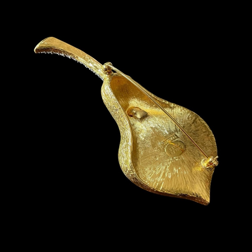 VTG Nolan Miller Calla Lilly Flower Crystals Gold Tone Brooch Pin - Picture 5 of 7